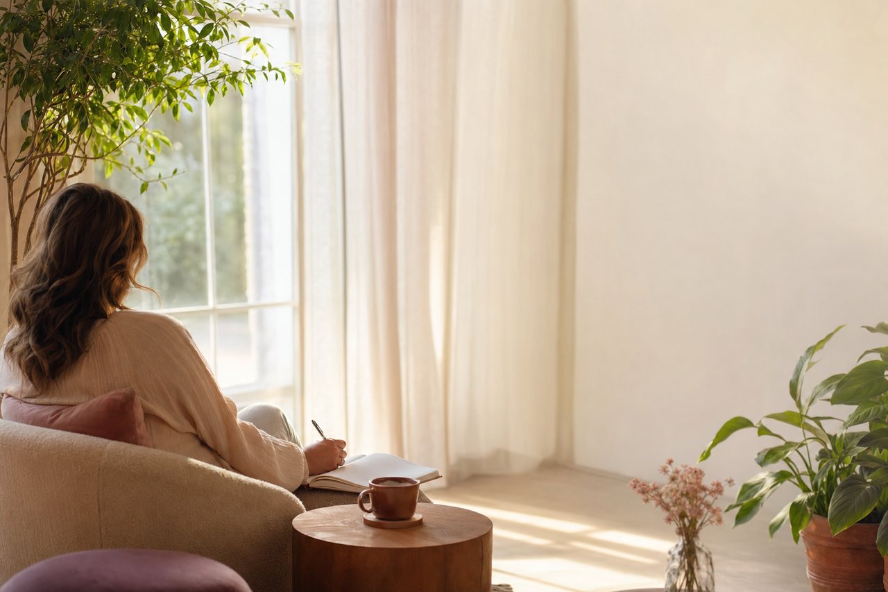 A calm, light-filled space representing clarity and a fresh start